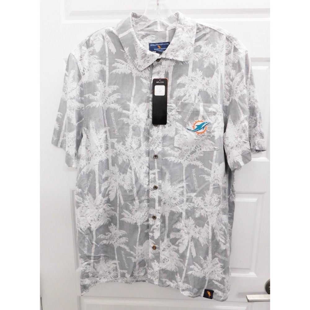 New NFL Apparel Margaritaville Miami Dolphins Button Down Hawaiian Shirt sz S